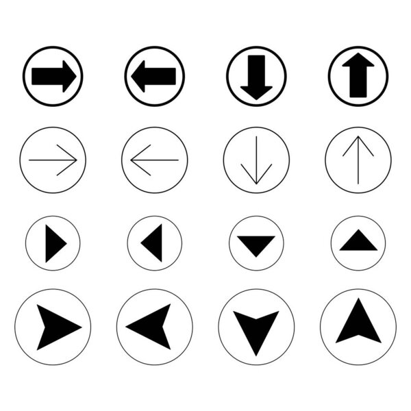 черные стрелки в разных направлениях изолированы на белом
