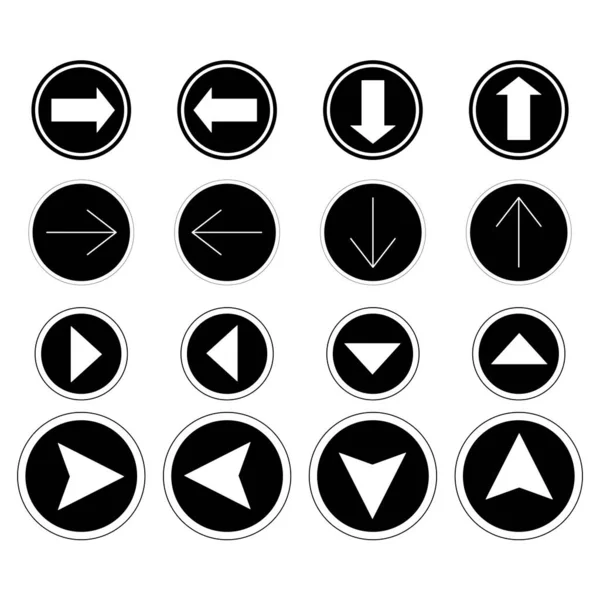 Setas Pretas Diferentes Direções Isoladas Branco — Vetor de Stock
