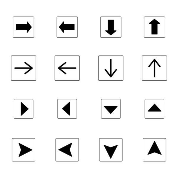 Flèches Carrés Noirs Dans Différentes Directions Isolées Sur Blanc — Image vectorielle