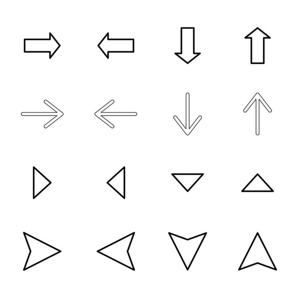 black arrows in different directions isolated on white