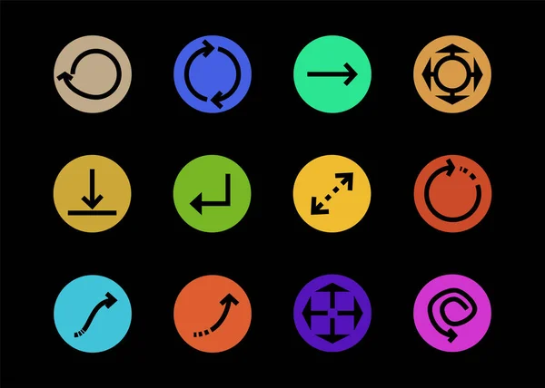 Стрелки Разноцветных Кругах Различных Направлениях Изолированных Черном — стоковый вектор