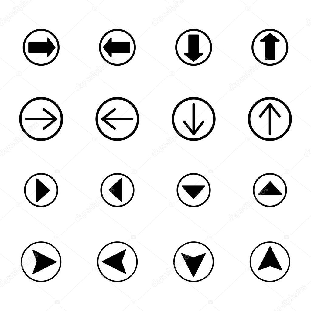  arrows in black circles in different directions isolated on white