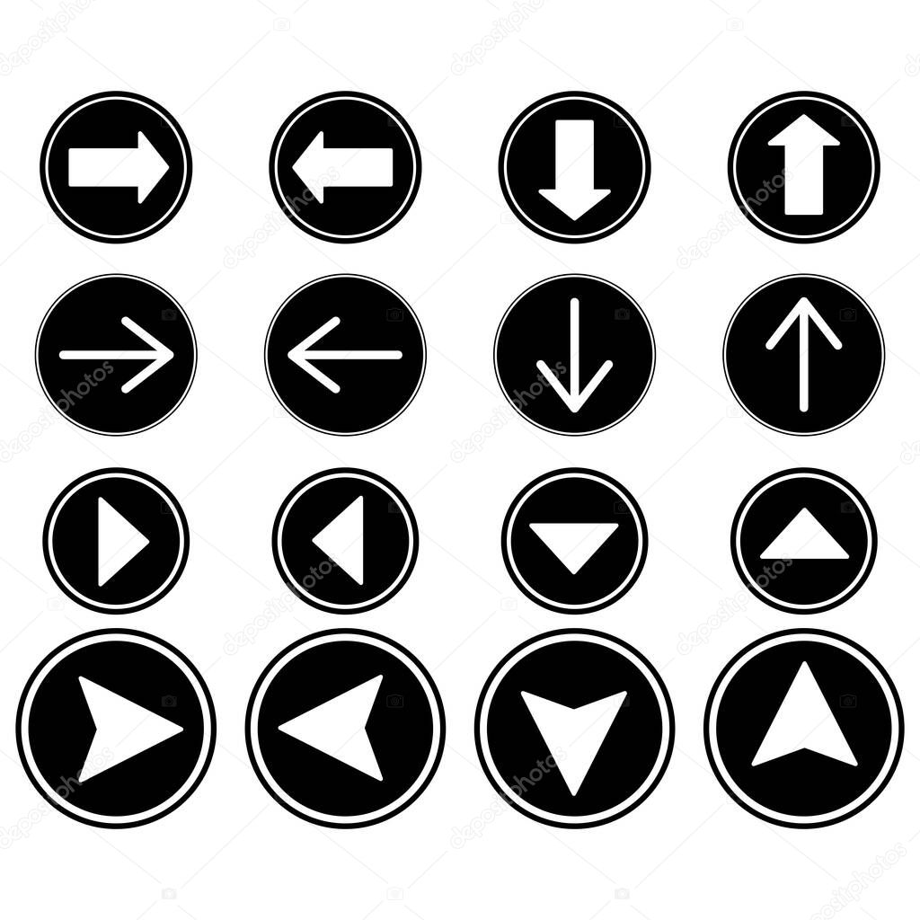  arrows in black circles in different directions isolated on white