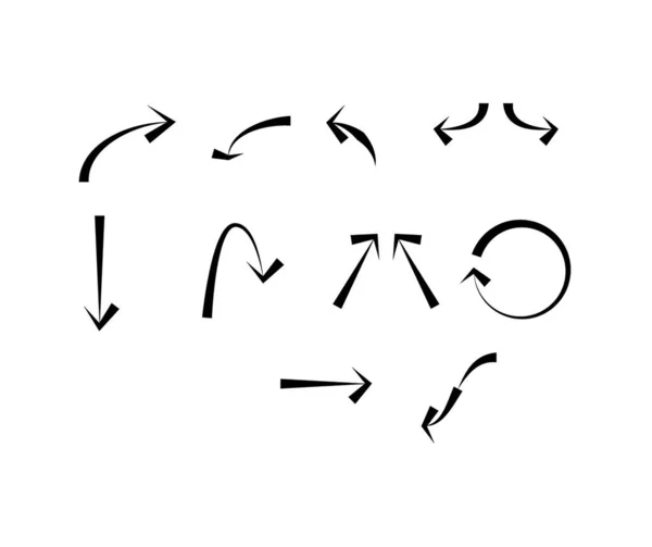 Setas Pretas Diferentes Direções Isoladas Branco — Vetor de Stock