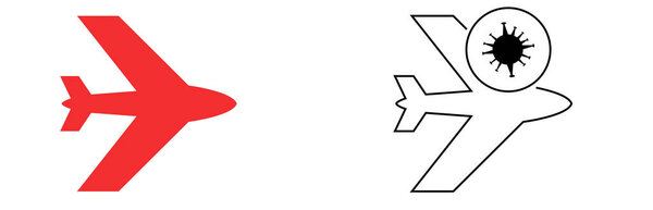 самолеты с молекулой коронавируса изолированы на белом
