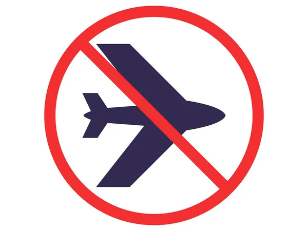 Vermelho Nenhum Sinal Com Avião Isolado Branco — Vetor de Stock