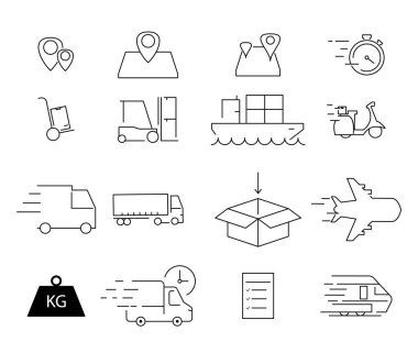vector shipping icons on white background clipart
