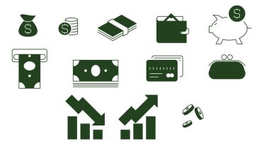 vector finance icons on white background clipart