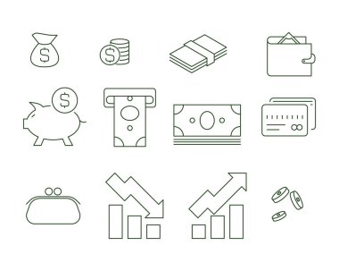 vector finance icons on white background clipart