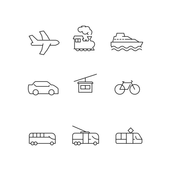 vector transport icons on white background