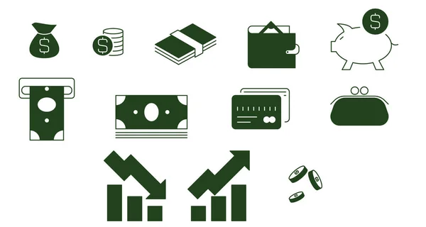 Iconos Financiación Vectorial Sobre Fondo Blanco — Archivo Imágenes Vectoriales