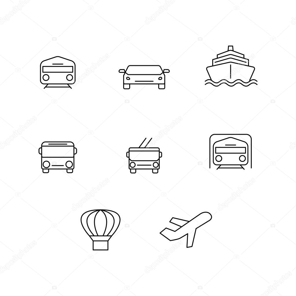 vector transport icons on white background