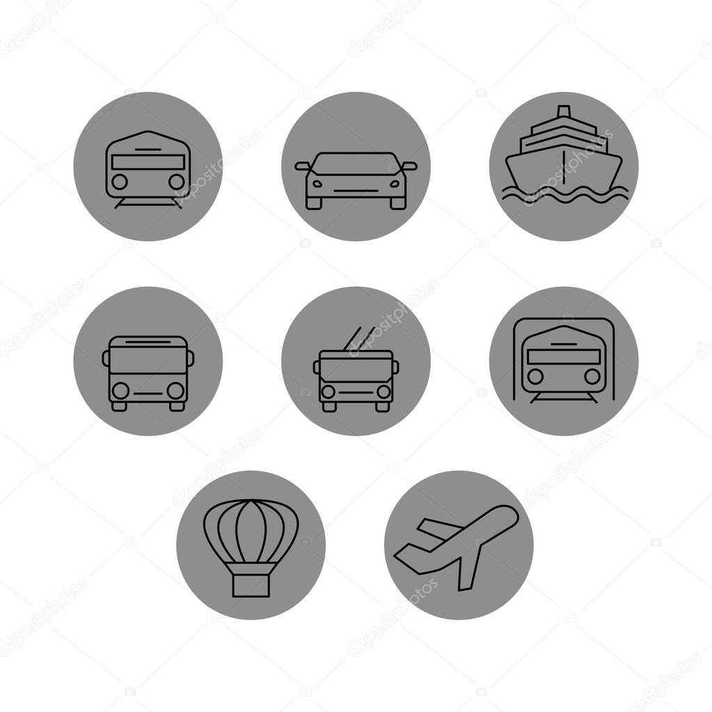 vector icons in grey circles on white background