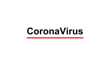 Beyaz arkaplanda siyah koronavirüs harfleri