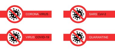 red stop signs with coronavirus bacteria on white background clipart