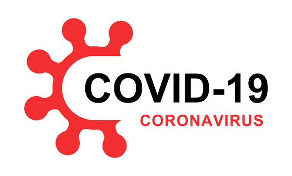 red and black coronavirus and covid-19 lettering on white background