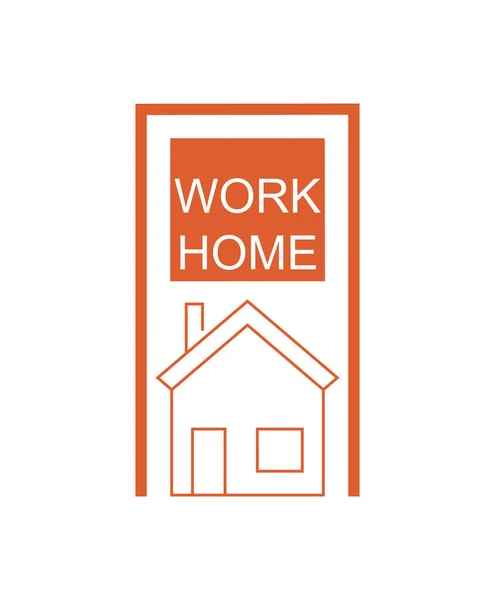 Orange Work Home Lettering House White Background — Stock Vector