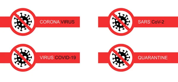 Beyaz Zemin Üzerinde Koronavirüs Bakterisi Olan Kırmızı Dur Işaretleri — Stok Vektör