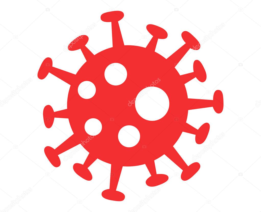 red virus bacteria on white background