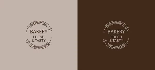 Set Brown Bakery Labels Fresh Tasty Lettering — Stock Vector