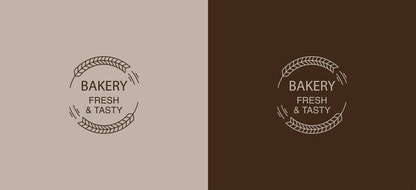набор коричневых этикеток пекарни со свежей и вкусной надписью
