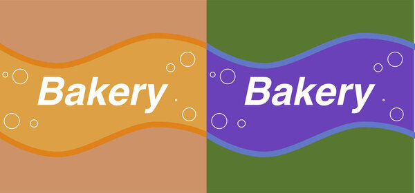 Set Brown Green Bakery Labels Waves Bubbles — Stock Vector