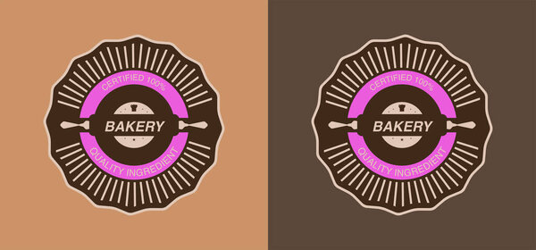 set of brown bakery labels with quality ingredient lettering