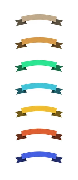 Set Blank Colorful Ribbons Copy Space White Background — Stock Vector