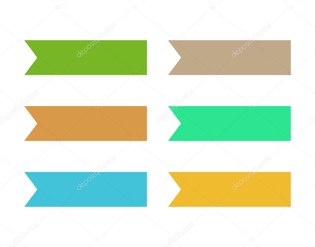 set of empty colorful ribbons with copy space on white background