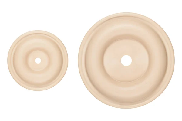 Rubber diaphragms for industrial pump on white background — 图库照片