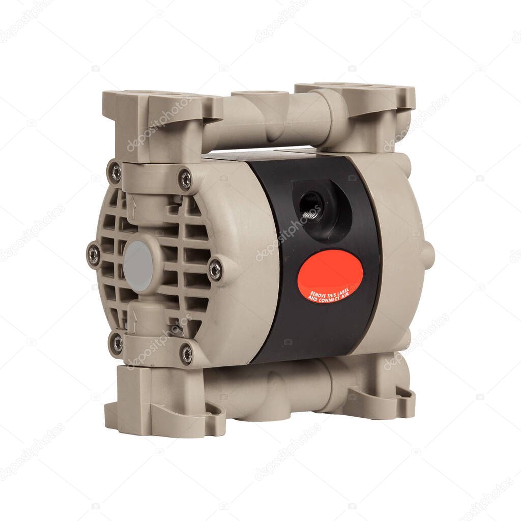 Industrial double diaphragm pump isolated on white background