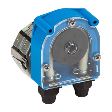 Beyaz arkaplanda izole edilmiş peristaltik pompalar için Mini Ac elektrik motoru.
