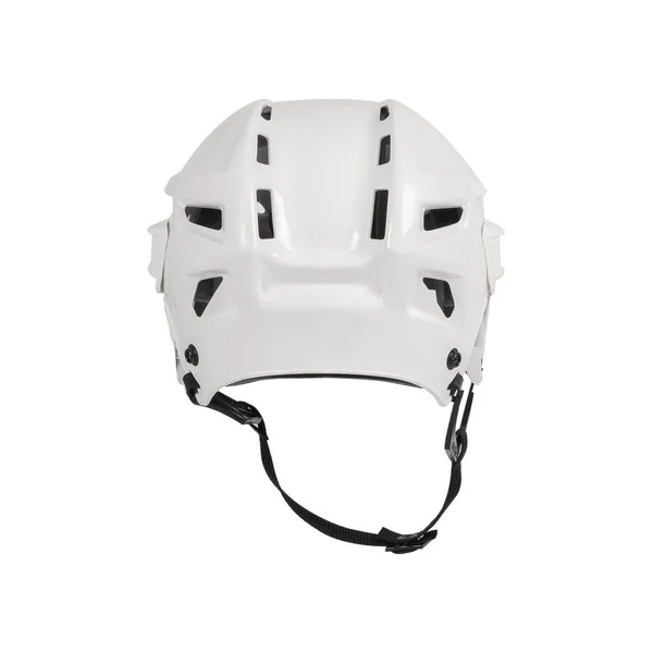 Witte plastic hockey helm geïsoleerd op wit. — Stockfoto