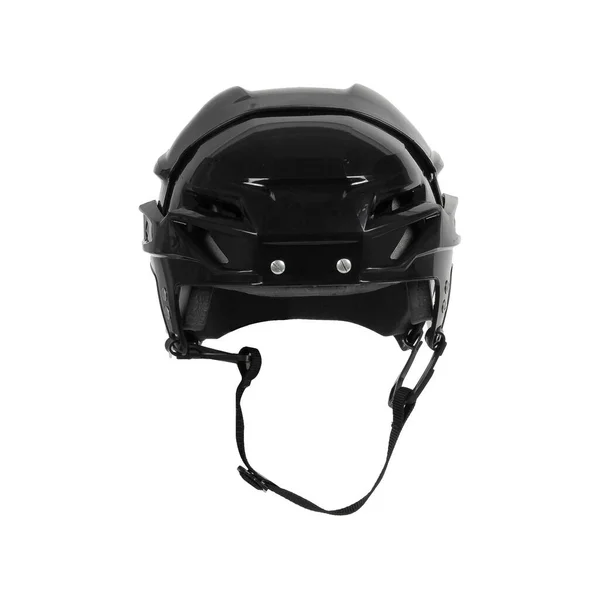 Zwarte plastic hockey helm geïsoleerd op wit. — Stockfoto