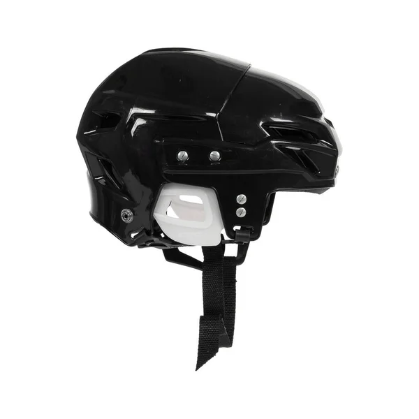Zwarte plastic hockey helm geïsoleerd op wit. — Stockfoto