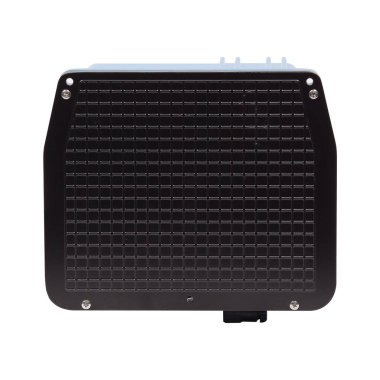 Mavi endüstriyel su pompası beyaz arka planda izole kontrollü..