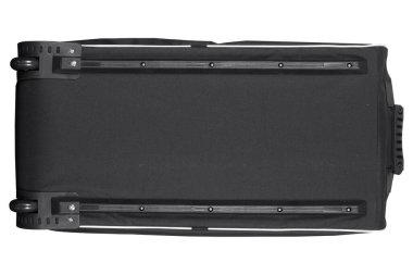 Beyaz arka planda izole edilmiş iki sapı olan spor malzemeleri için büyük siyah çanta..