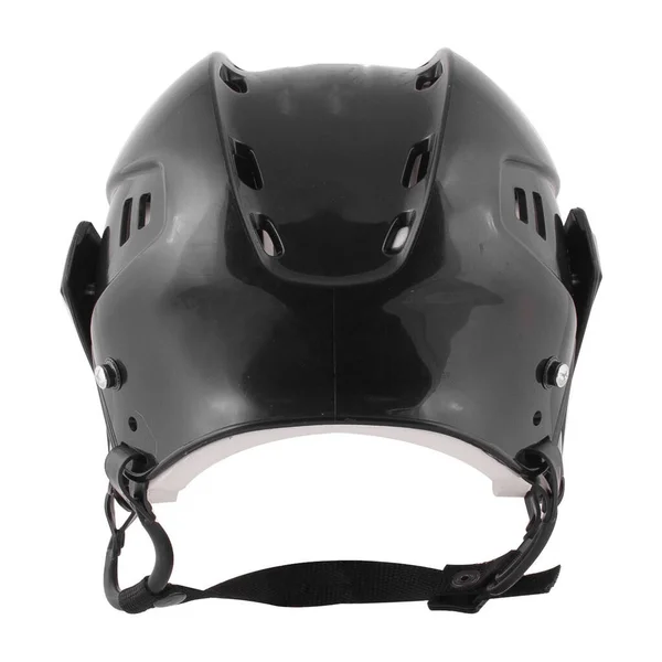 Zwarte ijshocket helm geïsoleerd op witte achtergrond. — Stockfoto