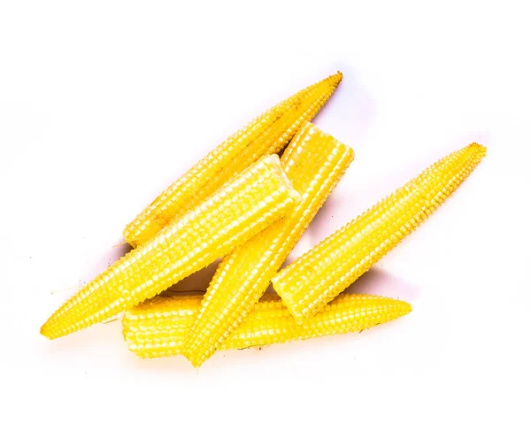Mini mais dolce isolato su bianco — Foto Stock