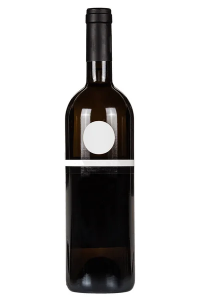 Bottiglia di vino rosso con lable bianco isolato su sfondo bianco — Foto Stock