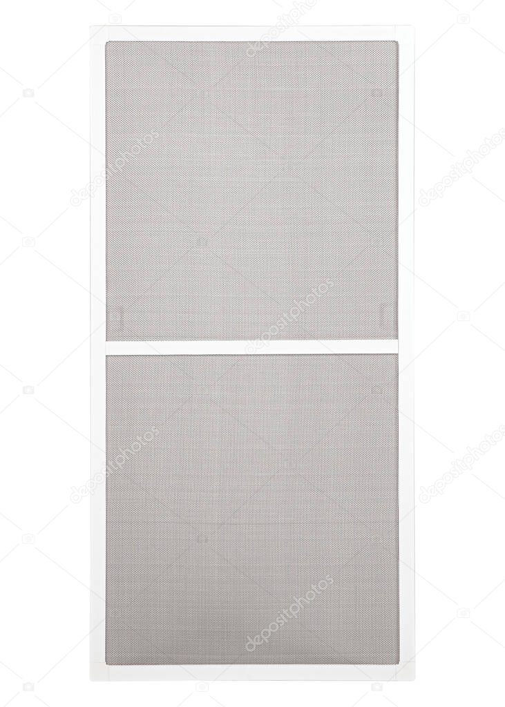 White Insect Screen for Windows PVC Mosquito mesh in frame isolated on white background.