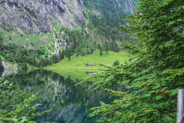 伟大的夏日全景欧伯湖湖。绿色早晨场面瑞士阿尔卑斯, Nafels 村庄位置, 瑞士, 欧洲。自然美的概念背景. — 图库照片