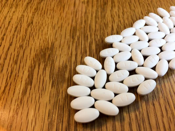 White oval pills medicine — Stock Photo, Image