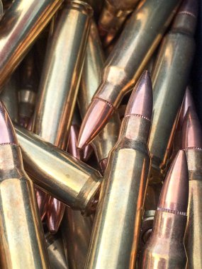 223 'lük kurşunlar. AR 15 tüfeği için 5.56 kalibrelik mühimmat.