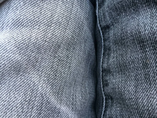 Preto denim fechar até tecido textura fios fundo — Fotografia de Stock