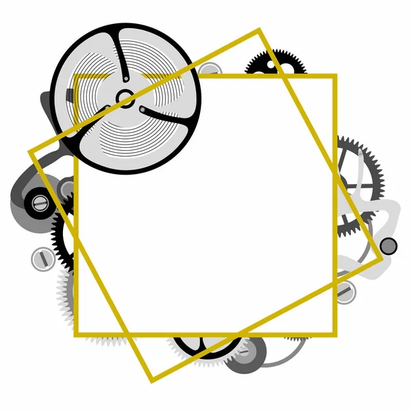 Frame from the elements of the watch mechanism. Vector image. — Stock Vector