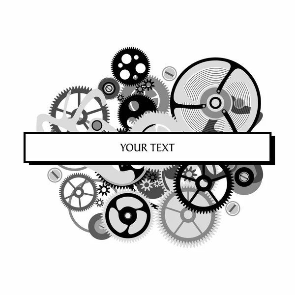 Silver elements of the clockwork. Vector image of gears from a watch. — Stock Vector