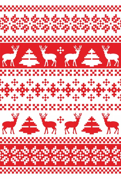Kerst naadloos patroon met herten en sneeuwvlokken. Vrolijk Kerstfeest en Gelukkig Nieuwjaar. — Stockvector