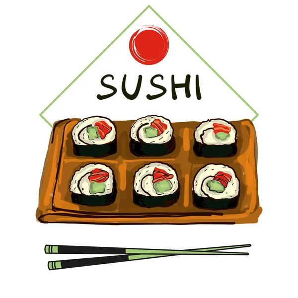 Sushi set vector image. Japanese delicious food. — Stock Vector