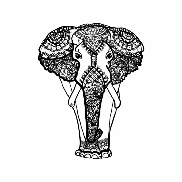 La figure d'un éléphant avec des ornements de griffes. Dessiné à la main . — Image vectorielle